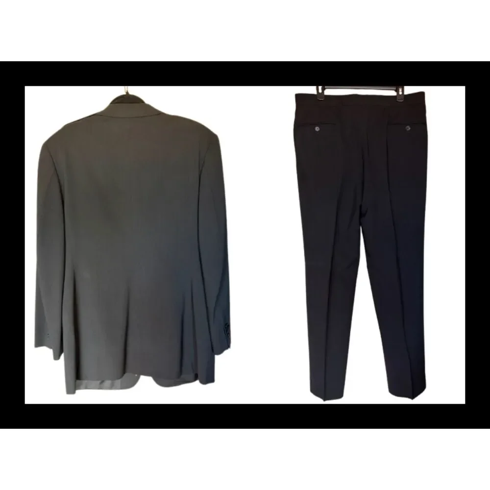 Donna Karan Signature Black Wool Tuxedo Made in Italy Formal Suit Approx 40R
